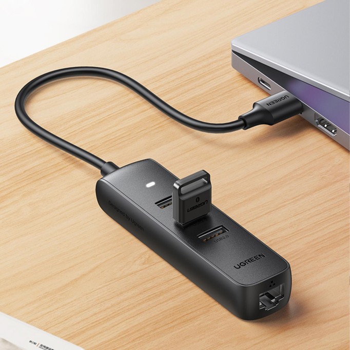 Ugreen USB to RJ45 100Mbps Ethernet ve USB 2.0 Çoklayıcı Dönüştürücü Adaptör