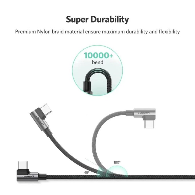 Ugreen USB to Type-C 90 Derece Şarj ve Data Kablosu 2 Metre