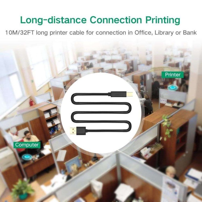 Ugreen USB To USB-B Tarayıcı Yazıcı Kablosu 15 Metre