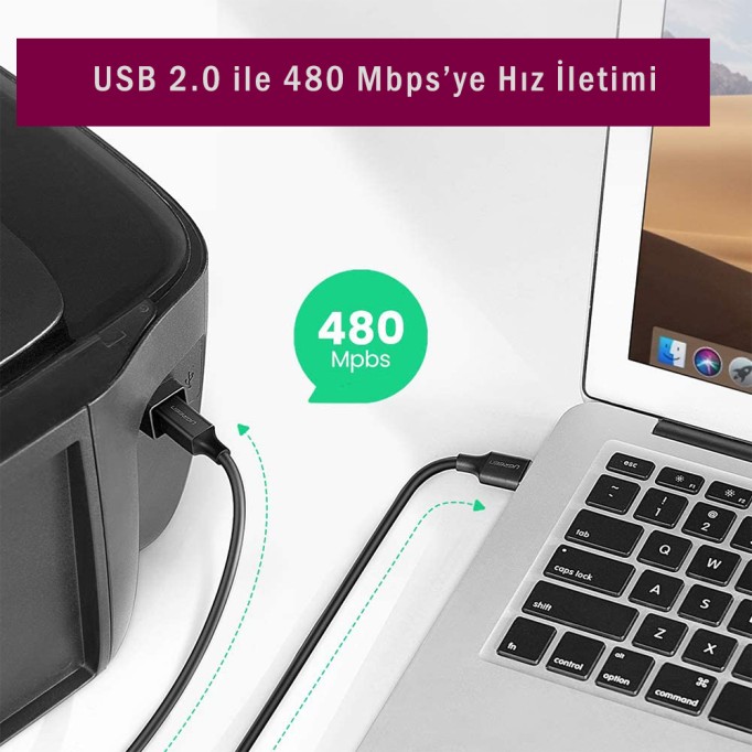 Ugreen USB To USB-B Tarayıcı Yazıcı Kablosu 2 Metre