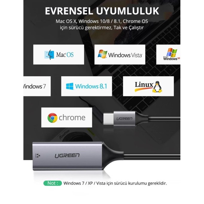 Ugreen USB Type-C RJ45 Ethernet Dönüştürücü