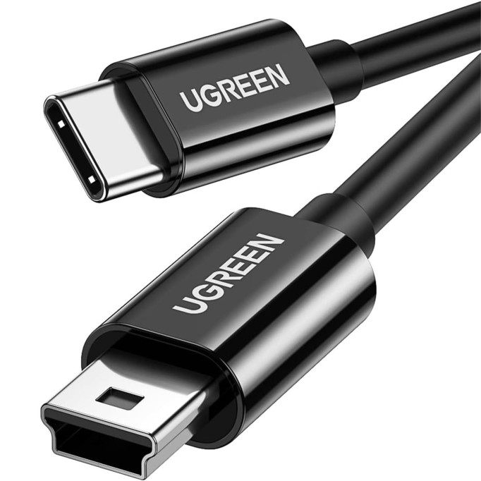 Ugreen USB Type-C to Mini USB Data ve Şarj Kablosu 1 Metre Siyah