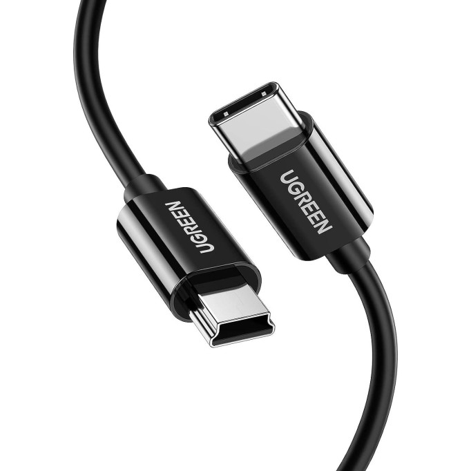 Ugreen USB Type-C to Mini USB Data ve Şarj Kablosu 1 Metre Siyah
