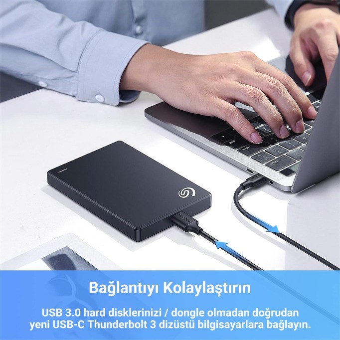 Ugreen USB Type-C to USB 3.0 Micro B Şarj ve Data Kablosu 1 Metre Siyah