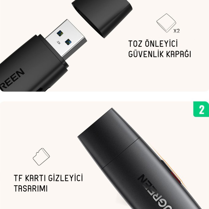 Ugreen Usb ve Type-C SD - Micro SD Kart Okuyucu Ugreen Usb ve Type-C SD - Micro SD Kart Okuyucu