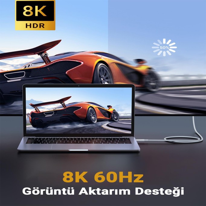 Ugreen USB4 Gen3 Thunderbolt3 8K 60Hz PD 100W 40Gbps Görüntü Data ve Şarj Kablosu 80 CM