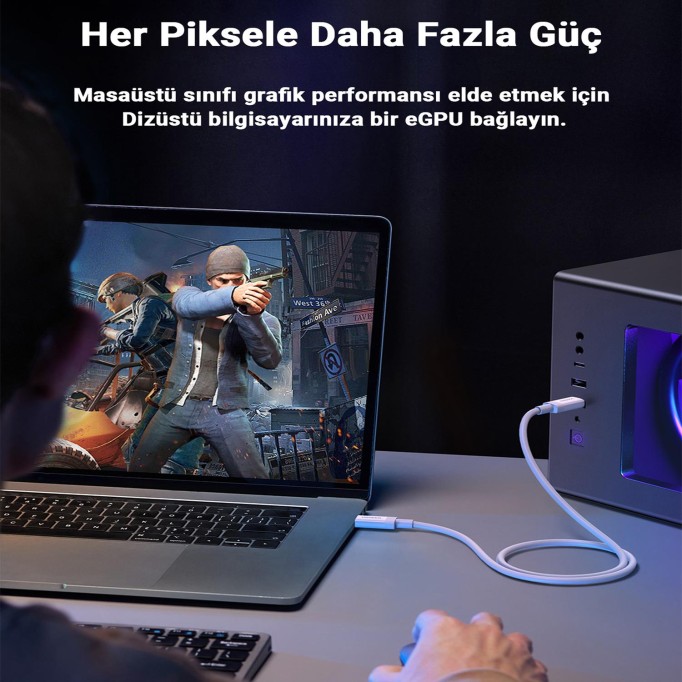 Ugreen USB4 Gen3 Thunderbolt3 8K 60Hz PD 100W 40Gbps Görüntü Data ve Şarj Kablosu 80 CM