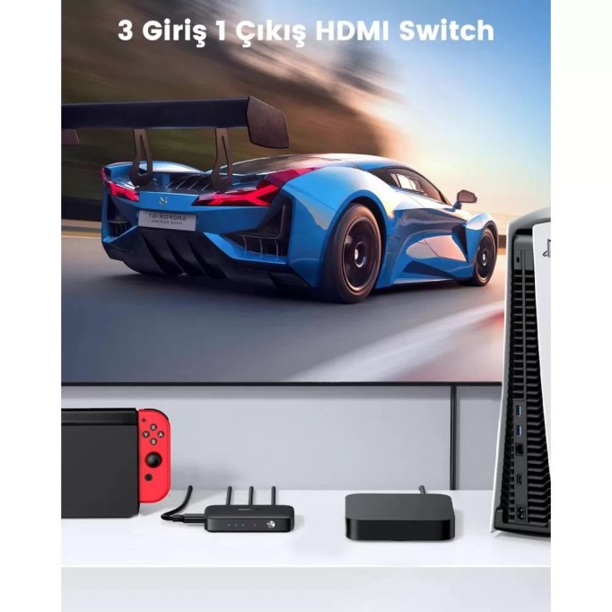 Ugreen Uzaktan Kumandalı 3 Giriş 1 Çıkış 4K 30Hz HDMI 1.4 Switch