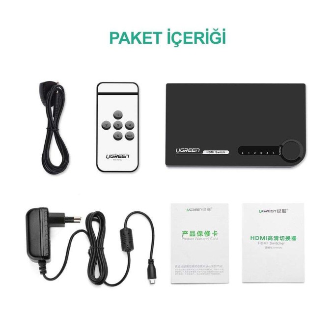 Ugreen Uzaktan Kumandalı 5 Giriş 1 Çıkış 4K HDMI Switch