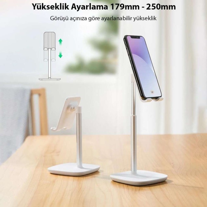 Ugreen Yüksekliği Ayarlanabilir Masaüstü Telefon Standı Beyaz