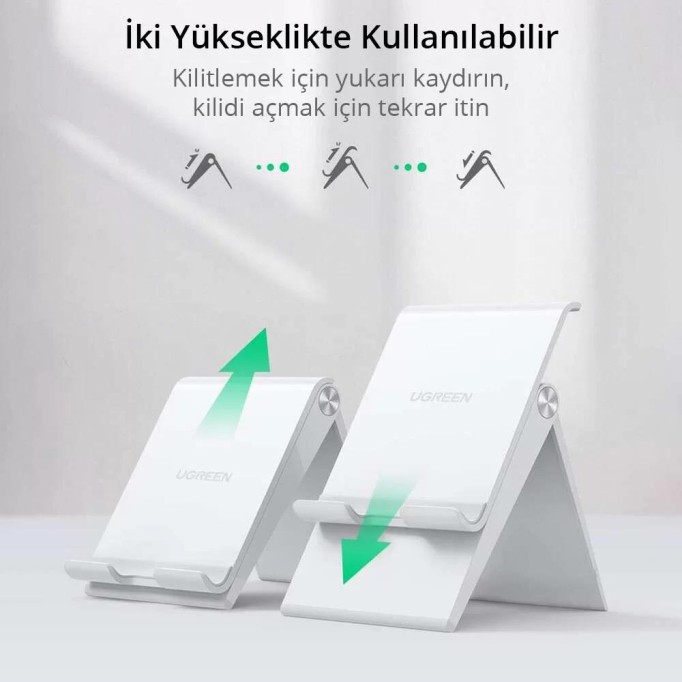 Ugreen Yükseklik Ayarlı Telefon Tutucu Standı Beyaz