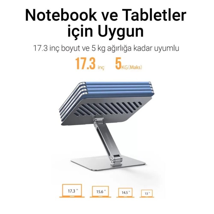 Ugreen Yükseklik ve Açı Ayarlı Alüminyum Tablet Notebook Standı
