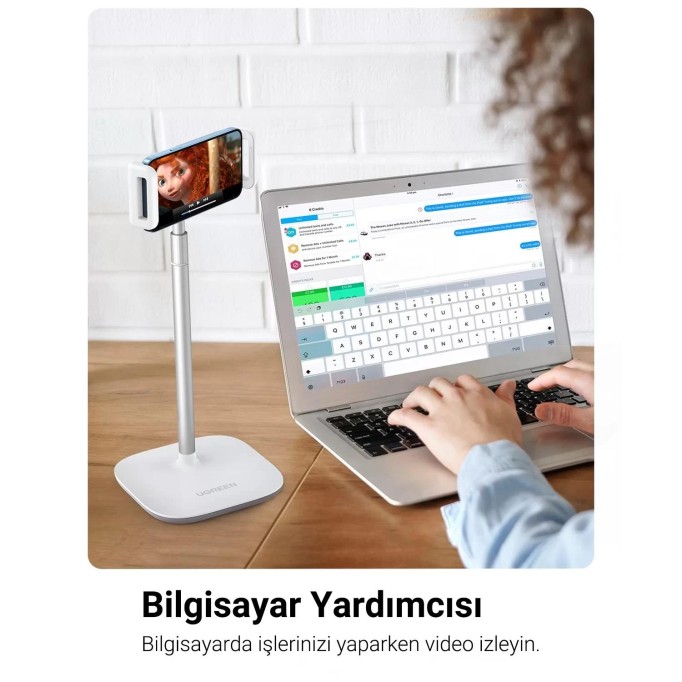 Ugreen Yükseklik ve Açı Ayarlı Masaüstü Telefon ve Tablet Tutucu Stand Gri