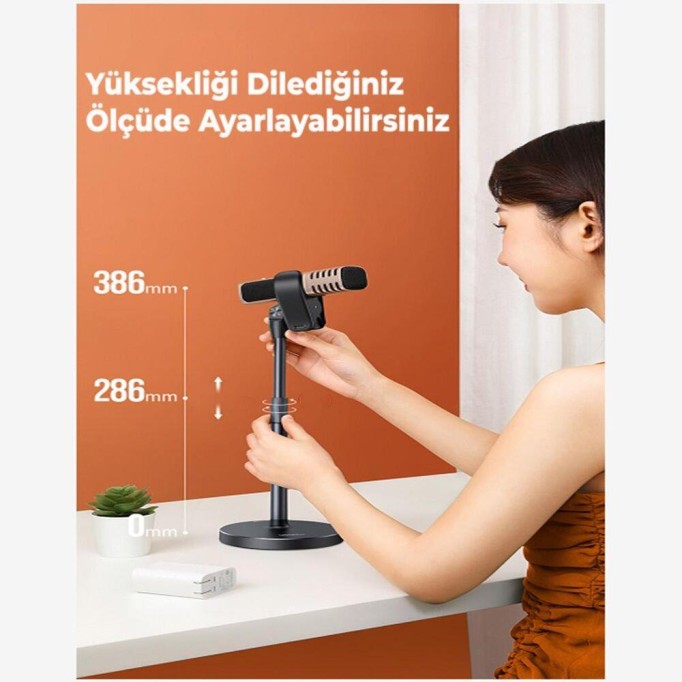 Ugreen Yükseklik ve Açı Ayarlı Taşınabilir Masaüstü Mikrofon Tutucu Stand