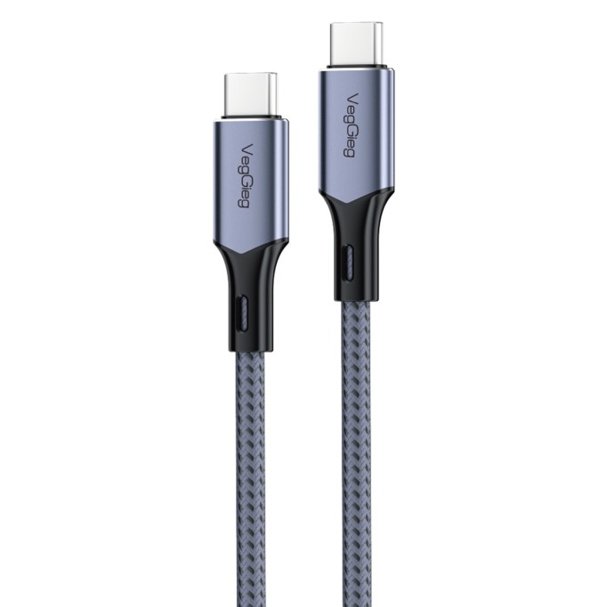 Veggieg 100W 5A E-Mark Çipli PD Type-C to Type-C Hızlı Şarj ve Data Kablosu 2 Metre