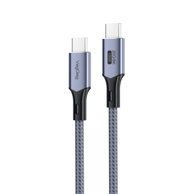Veggieg 100W 5A USB3.2 Gen 2 20Gbps 8K 60Hz Type-C Hızlı Şarj Görüntü ve Data Kablosu 5 Metre