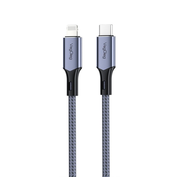 Veggieg 27W 3A USB Type-C to Lightning iPhone iPad MFI Uyumlu Hızlı Şarj ve Data Senkronizasyon Kablosu 2 Metre 