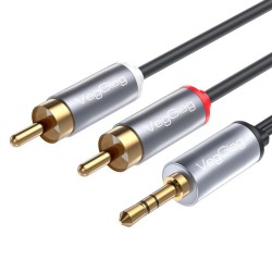 20 Metre VegGieg 3.5mm Aux To 2 RCA Hi-Fi Ses Kablosu 20 Metre