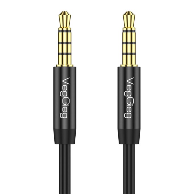 VegGieg 3.5mm Jack TRRS Hi-Fi Örgülü AUX Mikrofon ve Ses Kablosu 1 Metre