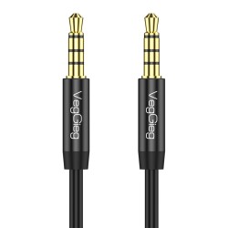 Veggieg 3.5mm TRRS 4 Kutuplu Mikrofon Destekli Hi-Fi Stereo AUX Ses Kablosu Erkek to Erkek Jack 5 Metre