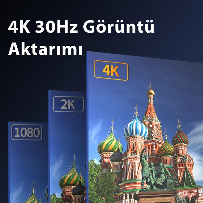 VegGieg 4K 30Hz DisplayPort to HDMI Dönüştürücü Kablo 3 Metre