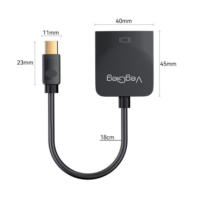 Veggieg 4K 30Hz Mini DisplayPort (DP) Erkek to HDMI Dişi Aktif Çevirici Dönüştürücü Adaptör Kablo