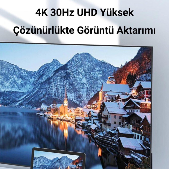 VegGieg 4K 30Hz Mini DisplayPort to HDMI Dönüştürücü Kablo 1.5 Metre