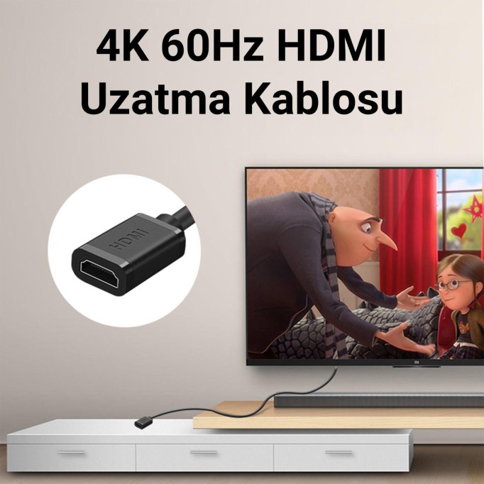 VegGieg 4K 60Hz Dişi Erkek HDMI 2.0 Uzatma Kablosu 1.5 Metre