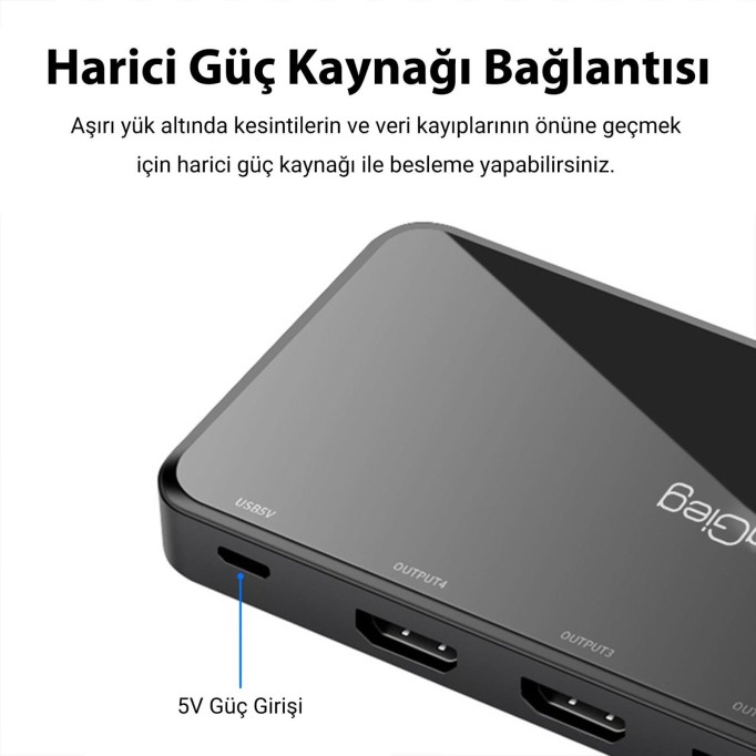 VegGieg 4K HDMI 1 Giriş 4 Çıkış Görüntü Çoklayıcı Splitter