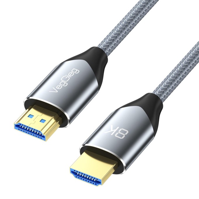 VegGieg 8K 60Hz 4K 120Hz 48 Gbps HDR ARC HDCP Örgülü HDMI 2.1 Kablo 3 Metre