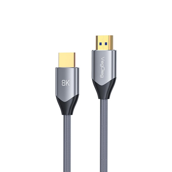 VegGieg 8K 60Hz 4K 120Hz 48 Gbps HDR ARC HDCP Örgülü HDMI 2.1 Kablo 3 Metre