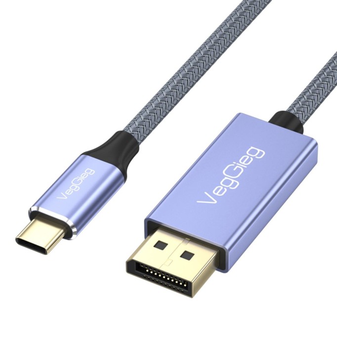 VegGieg 8K/60Hz 4K/144Hz/120Hz Type-C 3.1 to Displayport 1.4 Çift Yönlü Kablo 2 Metre