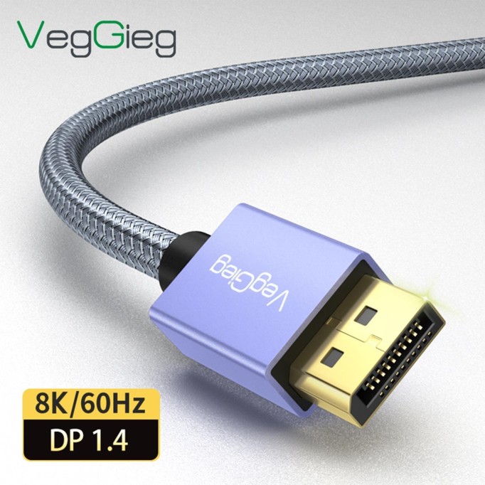 VegGieg 8K/60Hz 4K/165Hz 2K/240Hz DisplayPort 1.4 Kablo 1.5 Metre