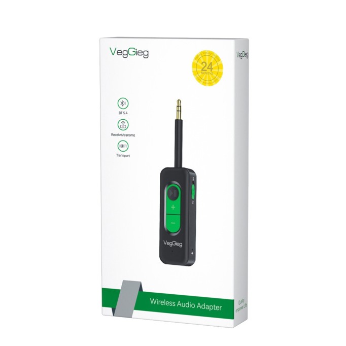 Veggieg Aux Bluetooth 5.4 Transmitter & Receiver Kablosuz Ses Alıcı Verici Adaptörü Araç Kiti AptX