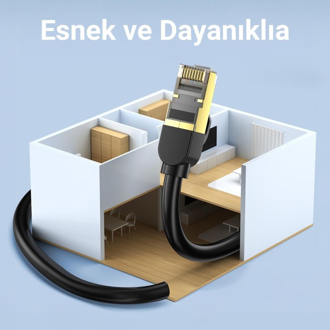 VegGieg CAT8 40Gbps 2000Mhz STP RJ45 Ethernet Kablosu 2 Metre
