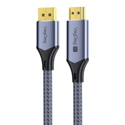 Veggieg DisplayPort DP to HDMI Çevirici Kablo 8K@60Hz 4K@240Hz 48Gbps HDR Destekli Örgülü Adaptör Kablo 2 Metre