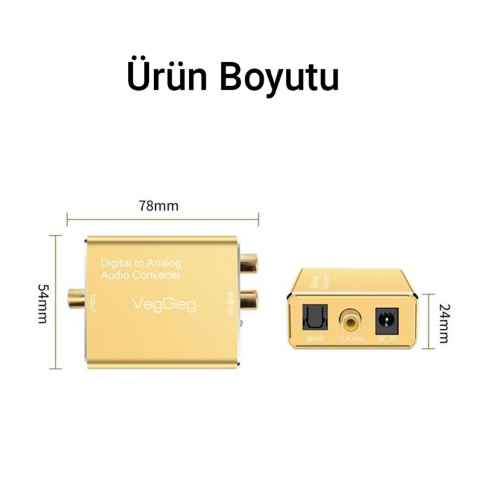 VegGieg Koaksiyel Toslink Optik Dijital to 3.5mm RCA Analog Ses Çevirici Adaptör