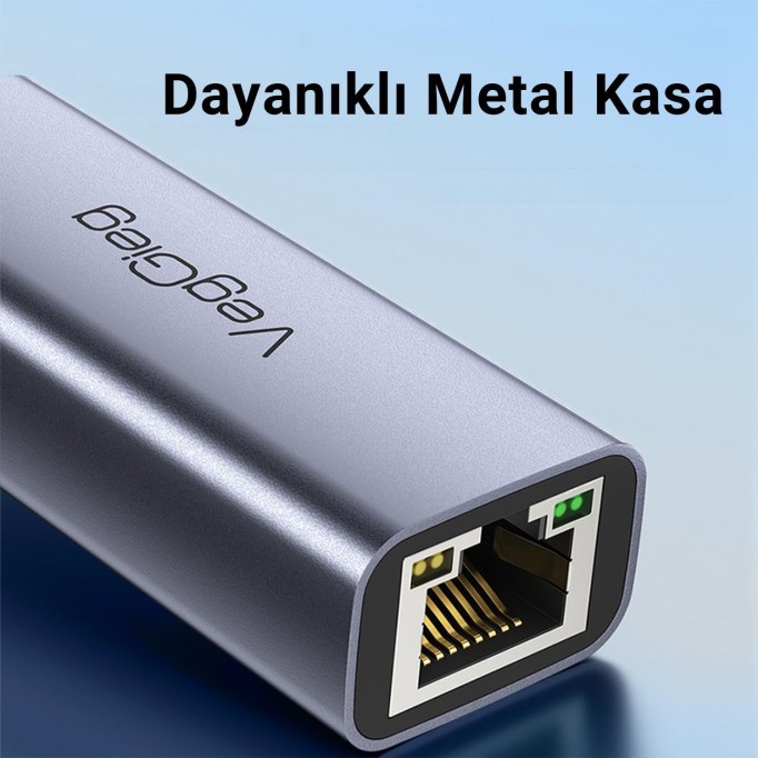 VegGieg Type-C 1000Mbps Gigabit Ethernet Adaptörü PC, Mac, Konsol, Tv Box Uyumlu