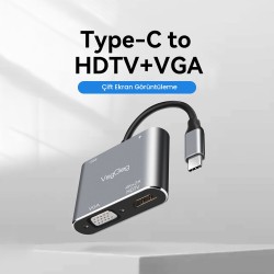 VegGieg Type-C 4K HDMI 1080P VGA USB 3.0 PD Dönüştürücü Çevirici Hub VegGieg Type-C 4K HDMI 1080P VGA USB 3.0 PD Dönüştürücü Çevirici Hub