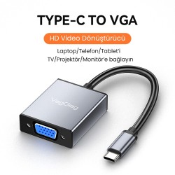 VegGieg Type-C to VGA 1080P 60Hz Çevirici Dönüştürücü Kablo Adaptör VegGieg Type-C to VGA 1080P 60Hz Çevirici Dönüştürücü Kablo Adaptör