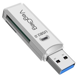  VegGieg USB 2.0 SD ve Micro SD Hafıza Kart Okuyucu Beyaz