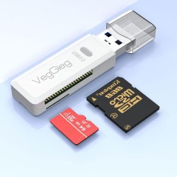 VegGieg USB 3.0 SD ve Micro SD Hafıza Kart Okuyucu Beyaz