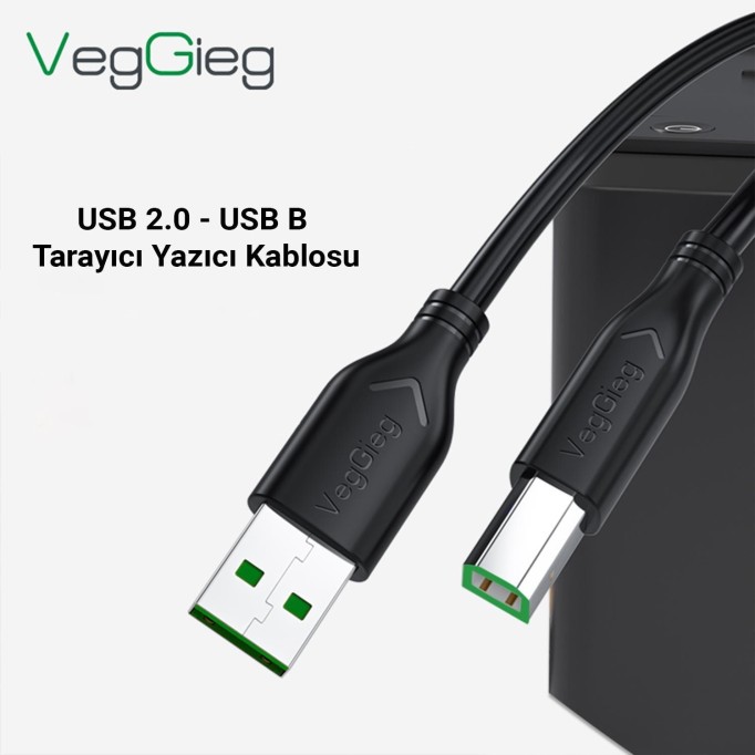 VegGieg USB B Printer Tarayıcı Yazıcı Data Kablosu 1.5 Metre