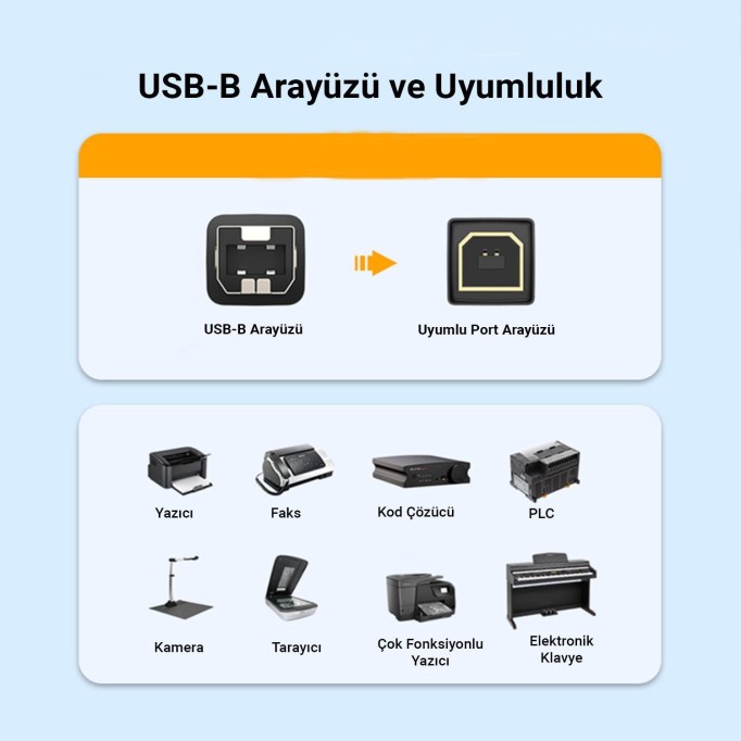 VegGieg USB B Printer Tarayıcı Yazıcı Data Kablosu 1.5 Metre