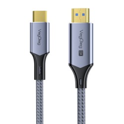 Veggieg USB-C to HDMI Kablo 8K@60Hz 4K@240Hz 48Gbps HDR 3D Destekli Örgülü Görüntü Aktarım Kablosu 2 Metre