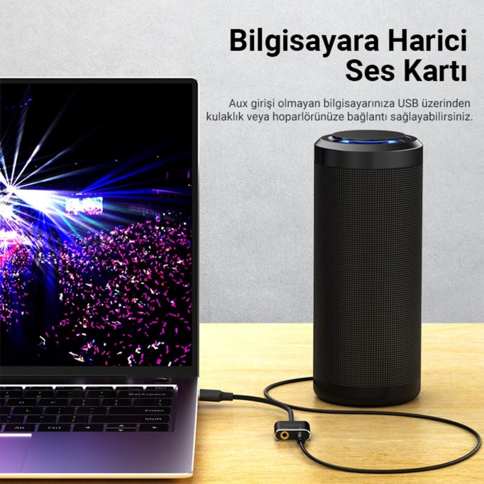 VegGieg USB Ses Kartı 3.5mm Kulaklık ve Mikrofon Girişli