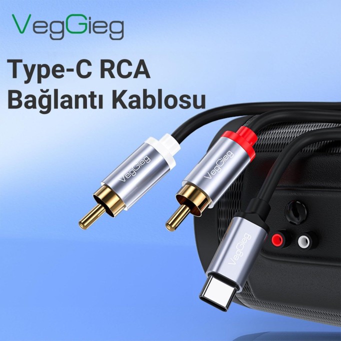 VegGieg USB Type-C to 2 RCA Ses Kablosu 1.5 Metre