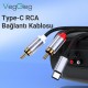 VegGieg USB Type-C to 2 RCA Ses Kablosu 1.5 Metre