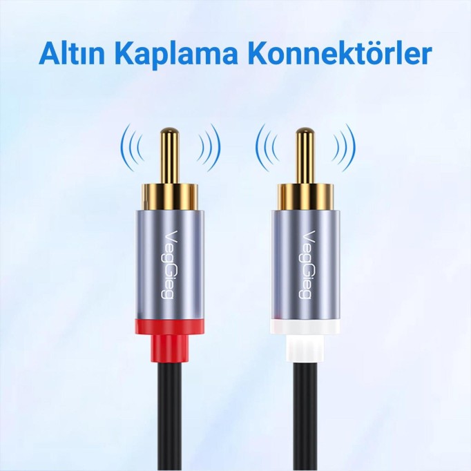 VegGieg USB Type-C to 2 RCA Ses Kablosu 3 Metre