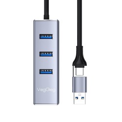 VegGieg USB ve Type-C Gigabit Ethernet Adaptörü 3 Port USB 3.0 Çoklayıcı Hub